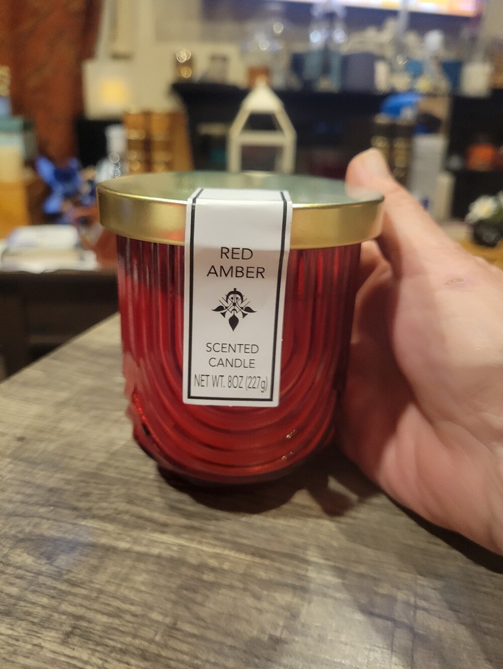 5 For 25.00/Red Amber Scented Candle W Art Deco Style Re-Usable Jar NEW